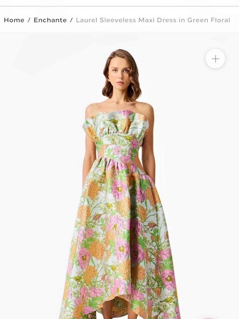 ELLIATT Laurel Sleeveless Maxi Dress Green & Pink Floral Large